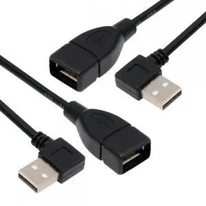 Xiwai 2pcs/lot Left & Right Angled Type USB 2.0 Type-A Male to USB Female Extension Cable 90 Degree Type 20cm