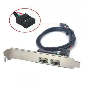 CY Internal Dual USB2.0 Female Mount Panel to Motherboard 9pin Baffle Cable with Extral SATA Power and 12cm Bracket