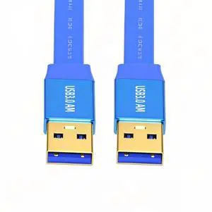 CY Ultra Flat Slim USB 3.0 Type-A Male to USB3.0 A Male Cable Extension Blue 5Gbps for Disk SSD Camera Data