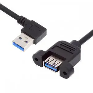 CY Right Angled USB 3.0 Male to Female Type-A Panel Type Header Cable 90 Degree Connector 30cm