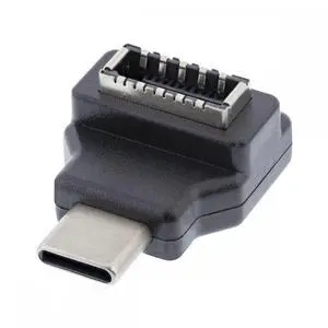 CY Type-C USB-C Male to Type-E USB 3.1 Front Panel Header Female Motherboard Extension Data Adapter 90 Degree Angled