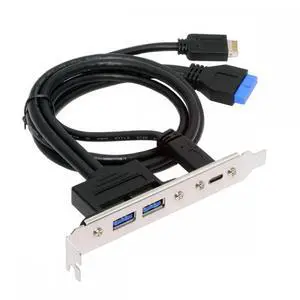 CY 10Gbps USB3.0 Motherboard 19/20Pin & Type-E to USB-C Type-C & USB 3.0 Dual Ports Female PCI-E Back Panel 5Gbps Cable