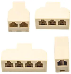 CY 4pcs/lot 1-in-2-out 1-to-3 1-to-4 Way Outlet 6P4C RJ11 RJ12 Telephone Phone Modular Jack Line Splitter Adapter Extender