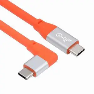 CY USB3.2 20Gbps Male to Male Cable 90 Degree Left Right Angled Ultra Soft High Flex 100W 8K 5K 4K USB4.0 Hyper Super Flexible Cord (30cm)