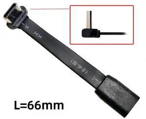 CY Cable Ultra Slim Flat USB-C Type-C Male to Female Extension Power USB2.0 Data Cable 90 Degree Up Down Angled 65W Fast Charge for Laptop Tablet Phone