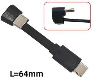 CY Ultra Slim Flat USB-C Type-C Male to Female Extension Power USB2.0 Data Cable Opposite U Shape Back Angled 65W Fast Charge for Laptop Tablet Phone