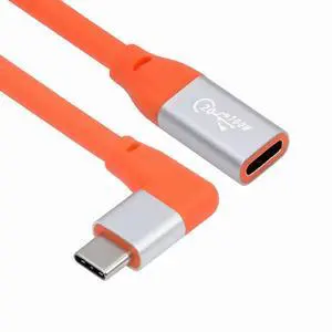CY USB3.2 Male to Female Extension Cable 20Gbps 90 Degree Left Right Angled Ultra Soft High Flex with 100W and 8K 5K USB4.0 Type-C Compatible with Thunderbolt3/4