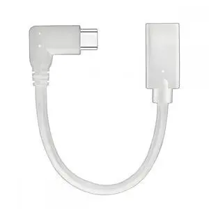 CY Cable White USB-C Type-C Male to Female Extension Power USB2.0 Data Cable 90 Degree Left Right Angled 65W Fast Charge for Laptop Tablet Phone