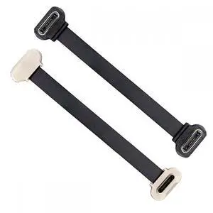 CY 2pcs/lot Angled USB-C Type C to USB-C Ultra Slim Flat Power USB2.0 Data Cable 65W Fast Charge for Laptop Tablet Phone
