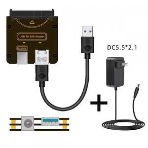 CY SFF-8482 SAS 29Pin to USB 3.0 5Gbps Hard Disk Drive Raid Adapter with Chipset and Power Port (Need 12V/3A Power Supply)