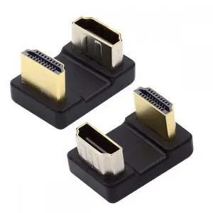 CY Cable 2pcs/lot Up & Down HDMI 1.4 Male Type-A to HDMI Female Port Saver 360 Degree Opposite U Shape Back Angled Extension Adapter