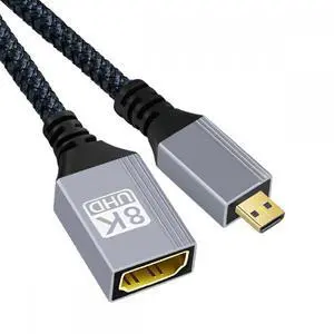 CY Cable 8K Type-D Micro HDMI 2.1 Male to HDMI Female Extension HDTV Cable for DV Camera Laptop Portable Monitor