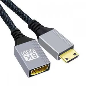 CY 8K Type-C Mini HDMI 2.1 Male to HDMI Female Extension HDTV Cable for DV Camera Laptop Portable Monitor