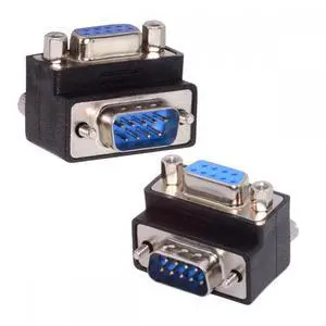 CY Cable 2pcs/lot Up & Down Angled 90 Degree RS232 D-Sub 9Pin Screw Type Male to Female Nut Type Extension Adapter