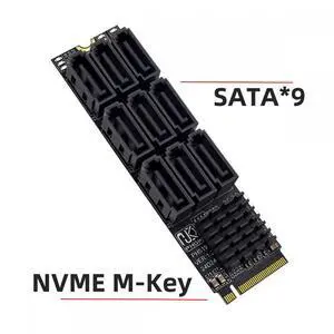 CY NGFF NVME M-Key PCI Express M.2 to 9 Ports SATA 3.0 6Gbps Adapter Converter Hard Drive Extension Card 2280 for NAS Computer CY NGFF NVME M-Key PCI Express M.2 to 9 Ports SATA 3.0 6Gbps Adapter Converter Hard Drive Extension Card 2280 for NAS Computer