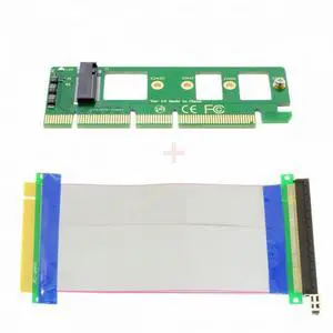 CY NGFF M-key NVME AHCI SSD to PCI-E 3.0 16x x16 Vertical Adapter with Cable Male to Female Extension CY NGFF M-key NVME AHCI SSD to PCI-E 3.0 16x x16 Vertical Adapter with Cable Male to Female Extension
