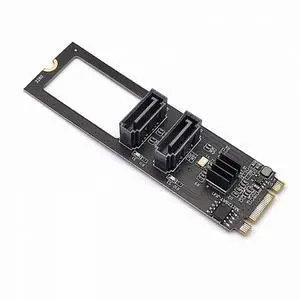 CY NGFF Key B+M PCI Express to SATA 3.0 6Gbps Dual Ports Vertical Adapter Converter Hard Drive Extension Card JMB582 2280 CY NGFF Key B+M PCI Express to SATA 3.0 6Gbps Dual Ports Vertical Adapter Converter Hard Drive Extension Card JMB582 2280