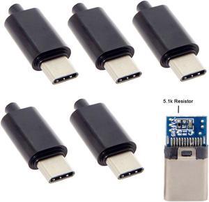 CY 5pcs/lot DIY 24pin USB Type C USB-C Male OTG Host Type 5.1k Resistor with Black Housing Cover UC-210-BK