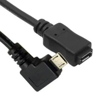 CY Left 90 Degree Angled Micro USB 2.0 Male to Female for phone extension cable 0.5M U2-096-LE