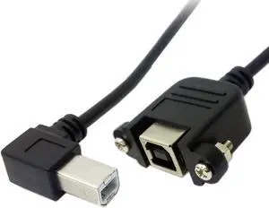 CY 90 Degree Left Angled USB B Type Male to Female extension cable with screws for Panel Mount 50cm U2-132-LE