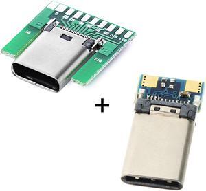 CY DIY 24pin USB 3.1 Type C Male & Female Plug & Socket Connector SMT type with PC Board 1 set UC-206/UC-207