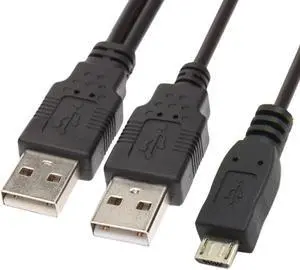 CY USB 2.0 two Male to Micro USB 5Pin Male Y Cable 80cm for external Hard Disk Drive U2-072-0.8M