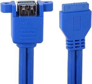 CY Stackable USB 3.0 Female Panel Type to Motherboard 20Pin Header Cable Dual Ports 50cm U3-021-0.5M
