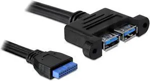 CY Dual Port USB 3.0 Female Panel Type to Motherboard 20Pin Header cable 50cm U3-043-0.5M