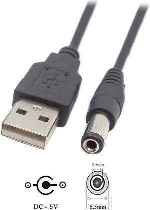 CY USB 2.0 A TYPE MALE TO 5.5mm DC power Plug Barrel Connector 5v cable 80cm U2-184-BK