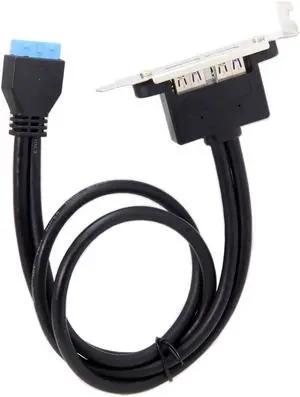 CY Low Profile 95mm Height USB 3.0 Female Back panel to Motherboard 20pin cable with PCI bracket 40cm U3-126