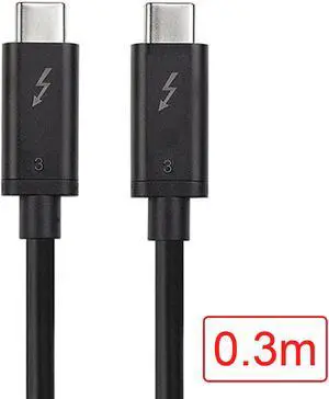 CY 0.3M USB4 Type-C Thunderbolt 3 Male to Thunderbolt 3 Male 40Gbps Cable for Macbook Laptop TB-024-BK-0.3M