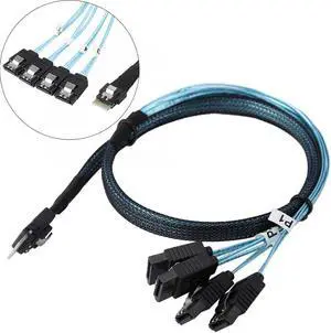 CY Slim Line SAS 4.0 SFF-8654 4i 38pin Host to 4 SATA 7pin Target Hard Disk Fanout Raid Cable 50cm SF-103-0.5M CY Slim Line SAS 4.0 SFF-8654 4i 38pin Host to 4 SATA 7pin Target Hard Disk Fanout Raid Cable 50cm SF-103-0.5M