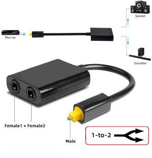 CY Dual Port Toslink Digital Optical Audio Splitter Adapter  Fiber Optic Audio Cable 1 In 2 Out Black RC-134-BK