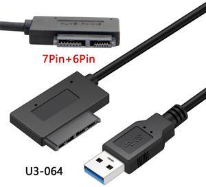 CYSM USB 3.0 to 7+6 13pin Slimline Sata Adapter Cable for Laptop Cd DVD Rom Optical Drive