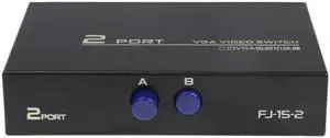 130MHz 1 to 2 Monitor Switch VGA Video Splitter Converter Adapter Box 2 Port HD 1600 X 1280 VGA Sharing Switch