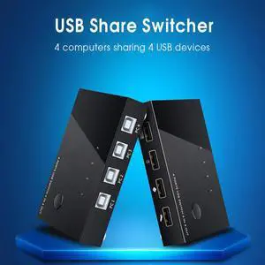 USB KVM Switch Box 4Ports Sharing 4 Devices USB2.0 Switch KVM Switcher Box for PC Sharing Splitter for Keyboard Mouse