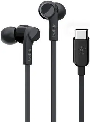 Belkin in-Ear USB-C Headphones w/Mic Control (Headphones for Note10, Note10+, Google Pixel 3, 3XL, iPad Pro and More) USB-C Earbuds, USB-C Earphones (Black), G3H0002btBLK