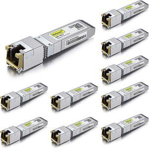 10Gbase-T Sfp+ Transceiver, 10G T, 10G Copper, Rj-45 Sfp+ Cat.6A, Up To 30 Meters, Compatible With Cisco Sfp-10G-T-S, Ubiquiti Uf-Rj45-10G, Netgear, D-Link, Supermicro, Tp-Link And More, 10 Pack