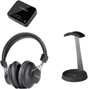 Ht4189 & Hs102, Bundle - Wireless Over-Ear Headphones For Tv With Bluetooth Transmitter, No Audio Delay, Plug N Play & Metal Headphone Stand Hanger Wih Cable Storage Tray, Soft Silicone Skin