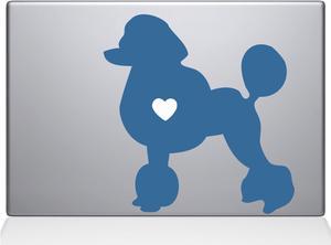 Poodle Love Silhouette Decal Vinyl Sticker, 15" Macbook Pro (2016 & Newer Models), Light Blue (2338-Mac-15X-Lb)