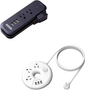 Power Strip With Usb - Travel Power Strip Flat Plug, 10Ft Long Extension Cord, 3 Outlets 3 Usb Desktop Charging Station, Ul Listed, No Surge Protector For Cruise Ship, Nightstand, Dorm Room