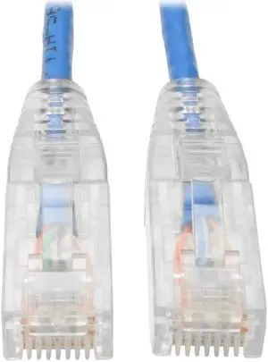 Cat6 Gigabit Patch Cable, Rj45 M/M, Gigabit, Snagless, Utp, Molded, Slim, Blue, 15 Ft. (N201-S15-Bl)