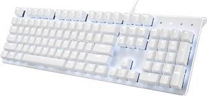 i-rocks K75M Illuminated Mechanical Keyboard, 104 Keys, with Cherry MX Switches, PBT Keycaps, Backlit LED Light and Shortcut Keys - Programmable Light & Macro Recorder (Cherry MX Red Switches, White)