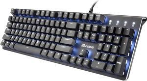 i-rocks K75M Illuminated Mechanical Keyboard, 104 Keys, with Cherry MX Switches, PBT Keycaps, Backlit LED Light and Shortcut Keys - Programmable Light & Macro Recorder (Cherry MX Red Switch, Black)