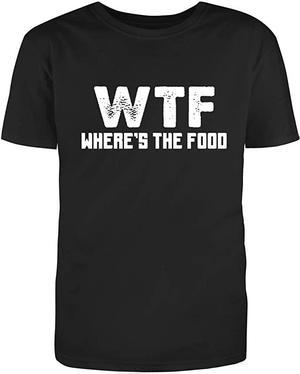 Men's Black Half Sleeves Cotton Where's The Food Graphic Novelty Adult Humor Sarcastic Funny Unisex T Shirt (Large)
