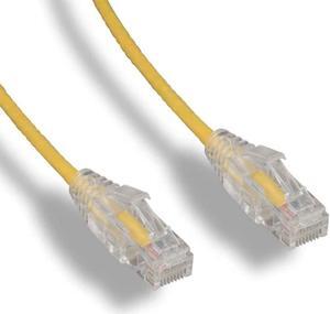 FireFold C6SLIM-1-YEL Cat6 Slim Ethernet Patch Cable Yellow 1ft, 28 AWG 4 Pair UTP Stranded Bare Copper Ethernet Wire Snagless Translucent Clear Boot (1FT, Yellow)