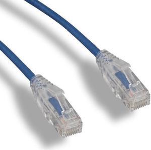 FireFold C6SLIM-3-BLU Cat6 Slim Ethernet Patch Cable Blue 3ft, 28 AWG 4 Pair UTP Stranded Bare Copper Ethernet Wire Snagless Translucent Clear Boot (3FT, Blue)