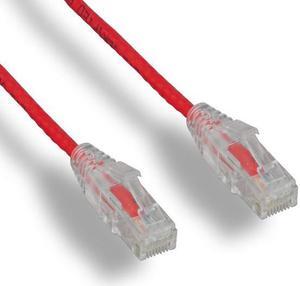 FireFold C6SLIM-3-RED Cat6 Slim Ethernet Patch Cable Red 3ft, 28 AWG 4 Pair UTP Stranded Bare Copper Ethernet Wire Snagless Translucent Clear Boot (3FT, Red)