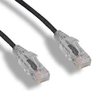 FireFold C6SLIM-3-BLK Cat6 Slim Ethernet Patch Cable Black 3ft, 28 AWG 4 Pair UTP Stranded Bare Copper Ethernet Wire Snagless Translucent Clear Boot (3FT, Black)