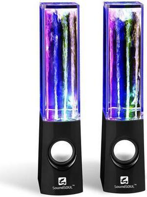  AOBOO Led Light Dancing Water Speakers Fountain Music for  Desktop Laptop Computer PC (Two pcs),USB Powered Stereo Speakers 3.5mm  Audio (Black,Line-in Speakers) : Electronics